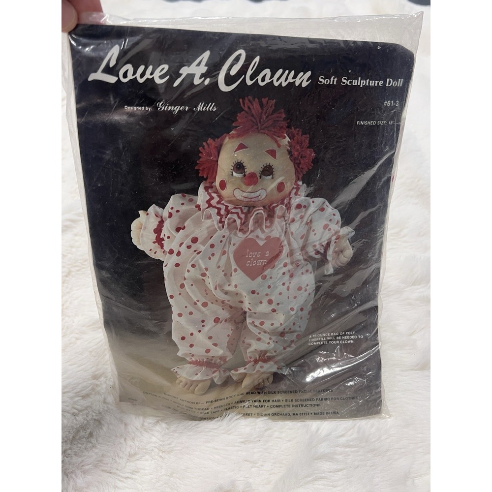 Vintage JanLynn Love A. Clown Soft Sculpture 18" Doll Kit Pre-Sewn Body #61-3